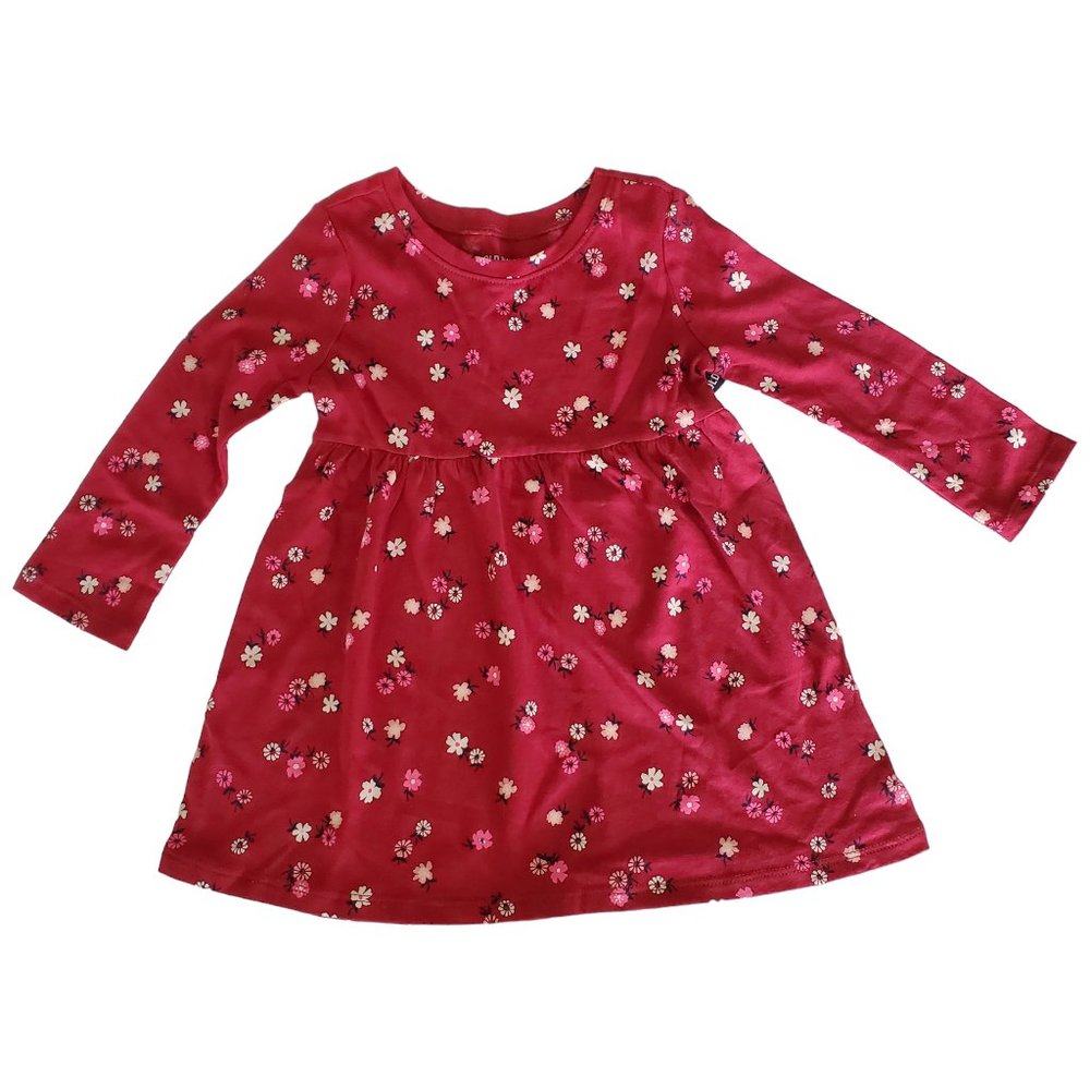 NWT Old Navy Maroon Floral Dress. 18-24 Months. Long‎ Sleeve.